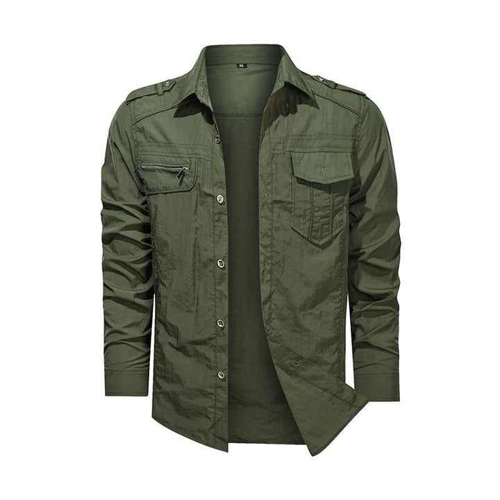 Men Shirt Outwear Military Thin Long Sleeve Shirts Quick-dry Solid Casual Fit Men Shirt - Super Amazing Store