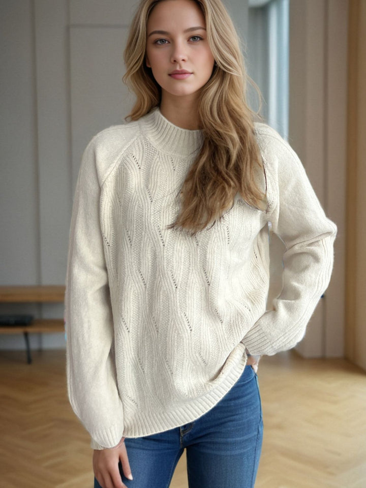 Mock Neck Long Sleeve Sweater Trendsi