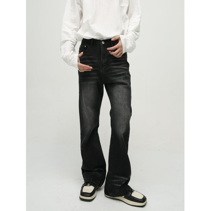 Loose Worn Looking Washed-out Slightly Flared Jeans Men Q2