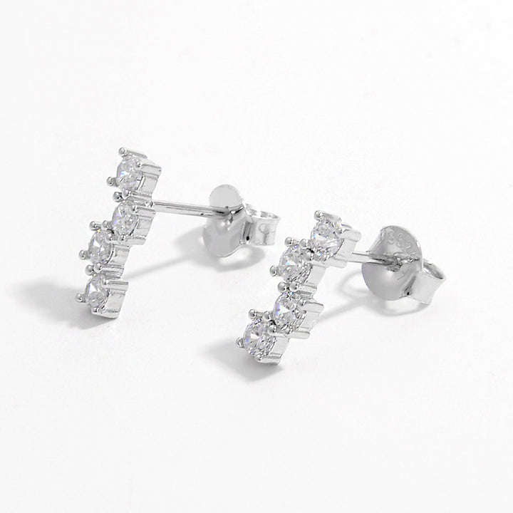 925 Sterling Silver Inlaid Zircon Stud Earrings Trendsi