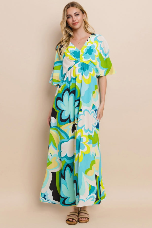 ODDI Floral Printed Slit Maxi Dress Trendsi