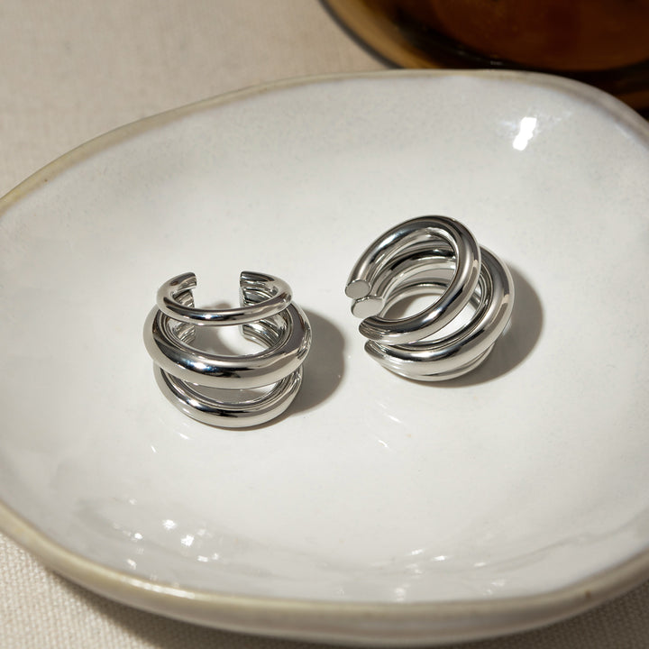 Stainless Steel Layered Cuff Earrings Trendsi