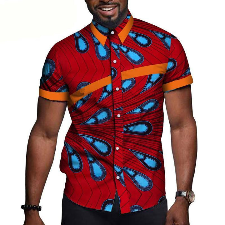 African Men Clothing Printed Short Sleeve Top T Shirt - Super Amazing Store