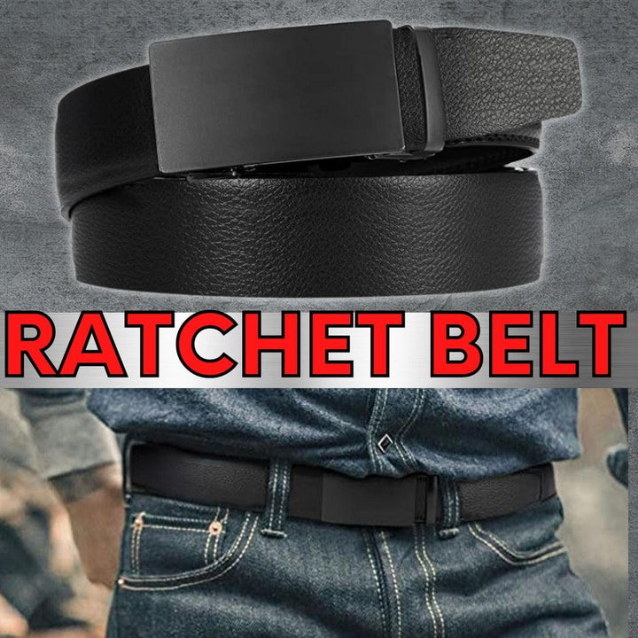 Microfiber Leather Mens Ratchet Belt Belts For Men Adjustable Automatic Buckle Black - Super Amazing Store