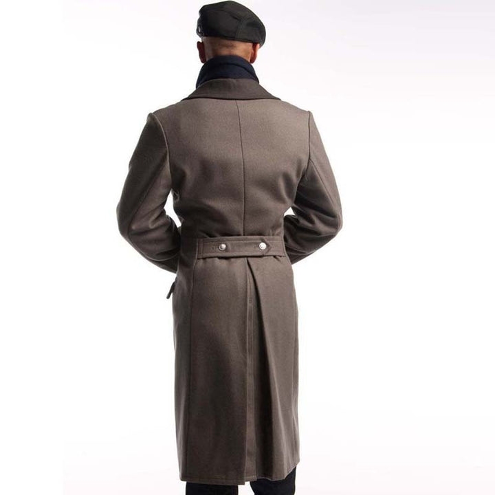 Men's Contrast Collar Woolen Long Coat Q2