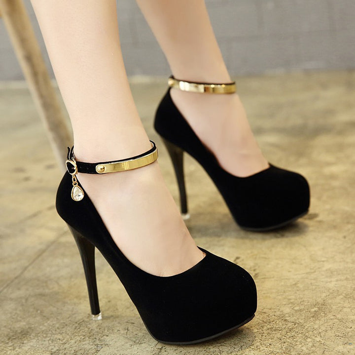 Women Pumps Metal Ankle Strap Q2