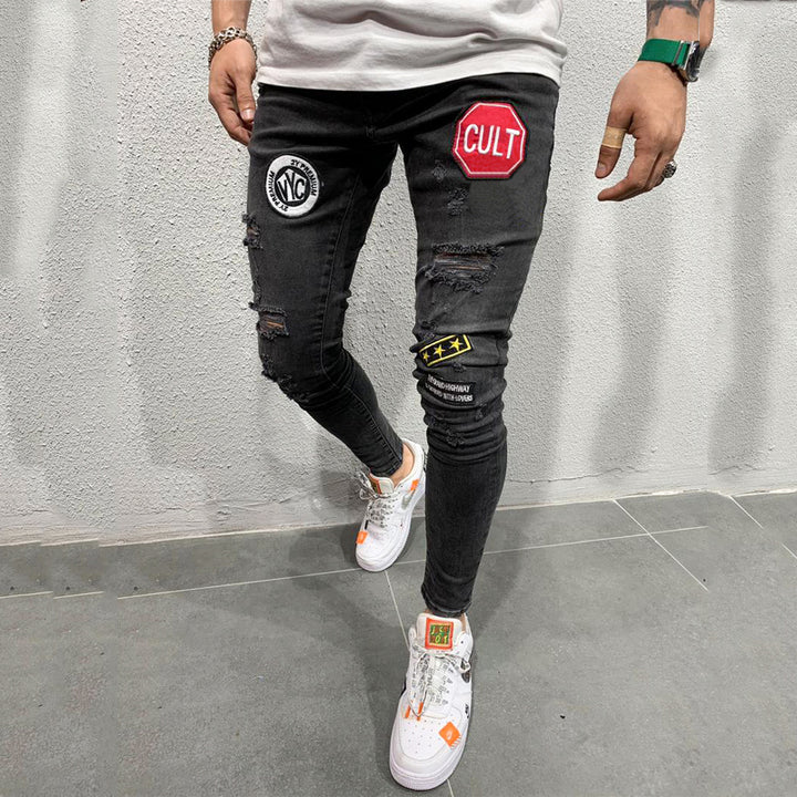 Ripped embroidered jeans-Super Amazing Store