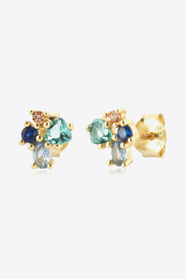 Multicolored Zircon 925 Sterling Silver Stud Earrings Trendsi