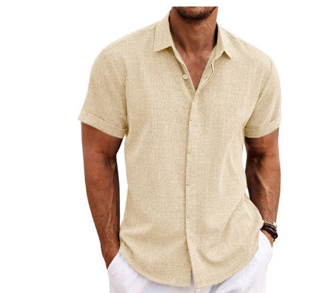 Men's Linen Short Sleeved T-shirt Loose Fitting Q2