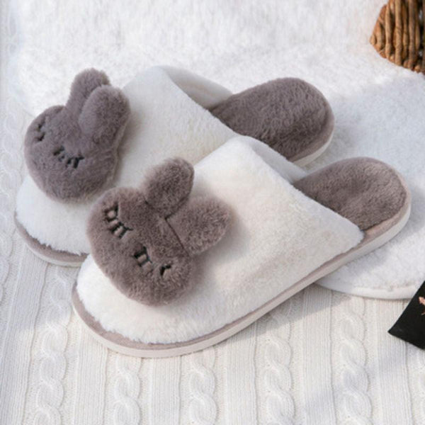 Cotton Slippers Female Winter Couple Home Confinement Shoes Cute Non-slip Plush Slippers - Super Amazing Store