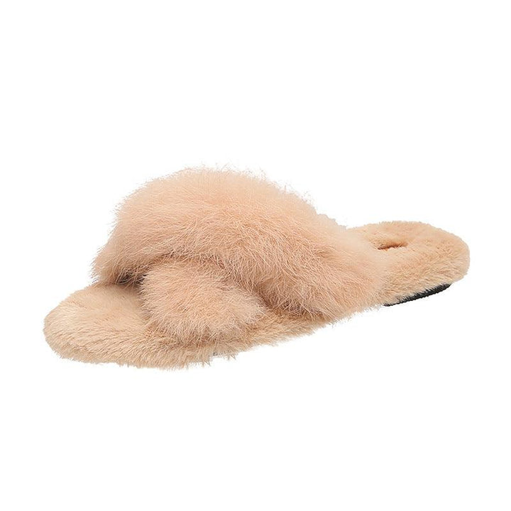 Cross fur slippers - Super Amazing Store