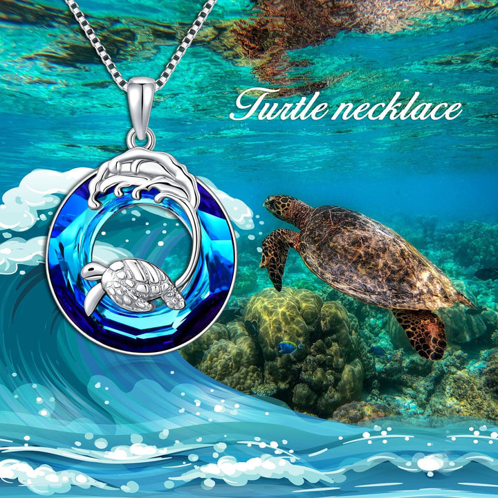 Turtle Necklace 925 Sterling Silver Sea Turtle Pendant Necklace Jewelry Gifts for Women Girls - Super Amazing Store