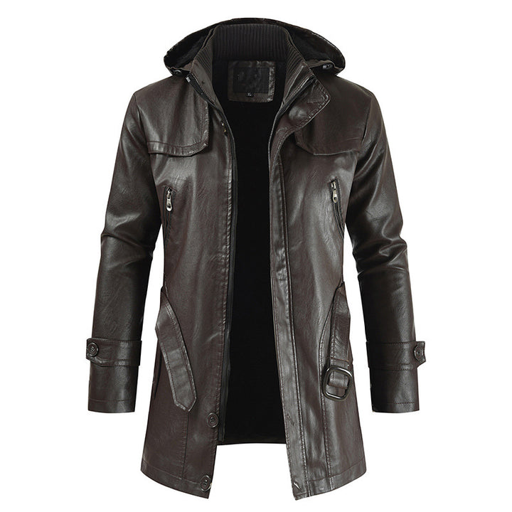 Leather jacket hooded slim coat-Super Amazing Store