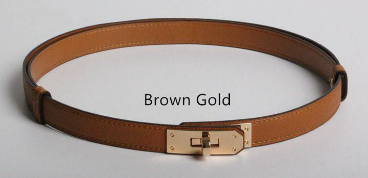 High Quality Women Real Leather 1.8cm Width Belts Golden - Super Amazing Store