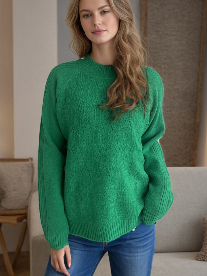 Mock Neck Long Sleeve Sweater Trendsi