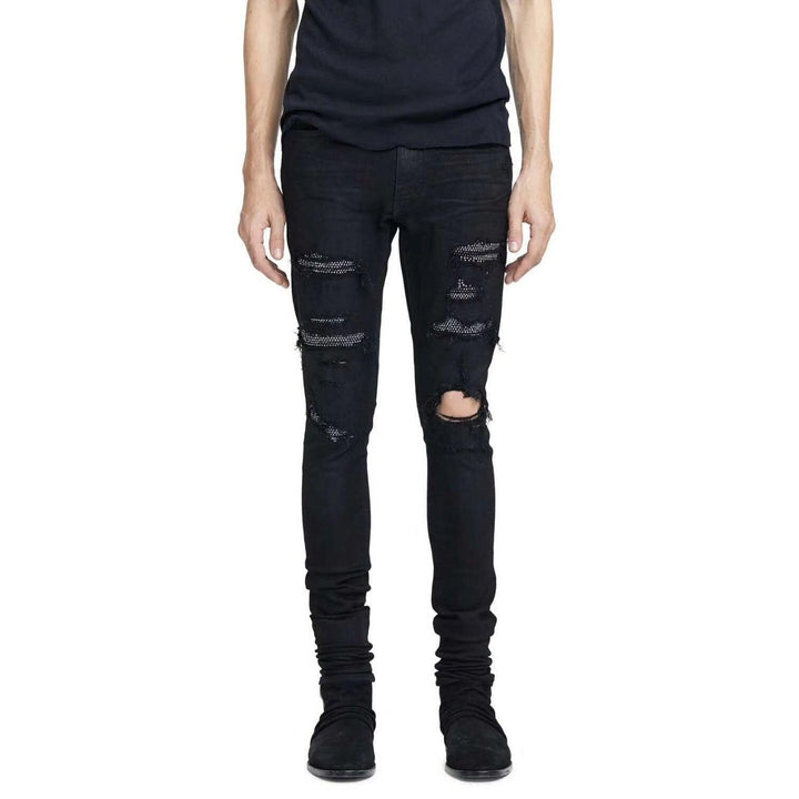 Ripped men's rhinestone jeans - Super Amazing Store