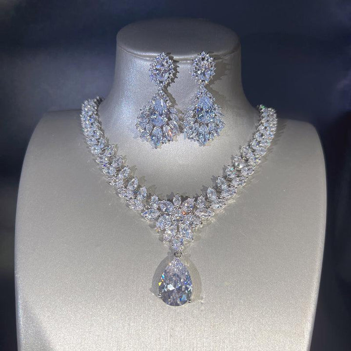 Synthetic Cubic Zircon Oxide Necklace Earring Set - Super Amazing Store