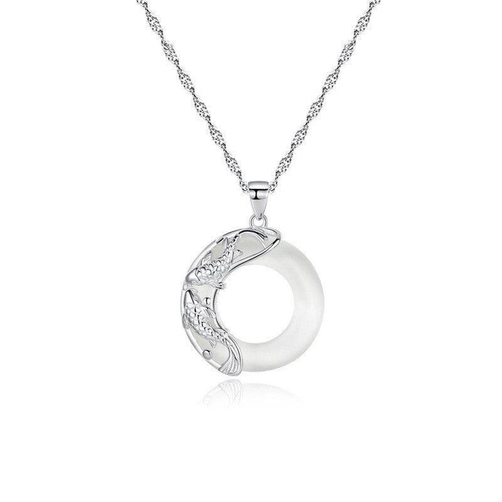 Good Luck Koi Moonstone Necklace Women's Sterling Silver - Super Amazing Store