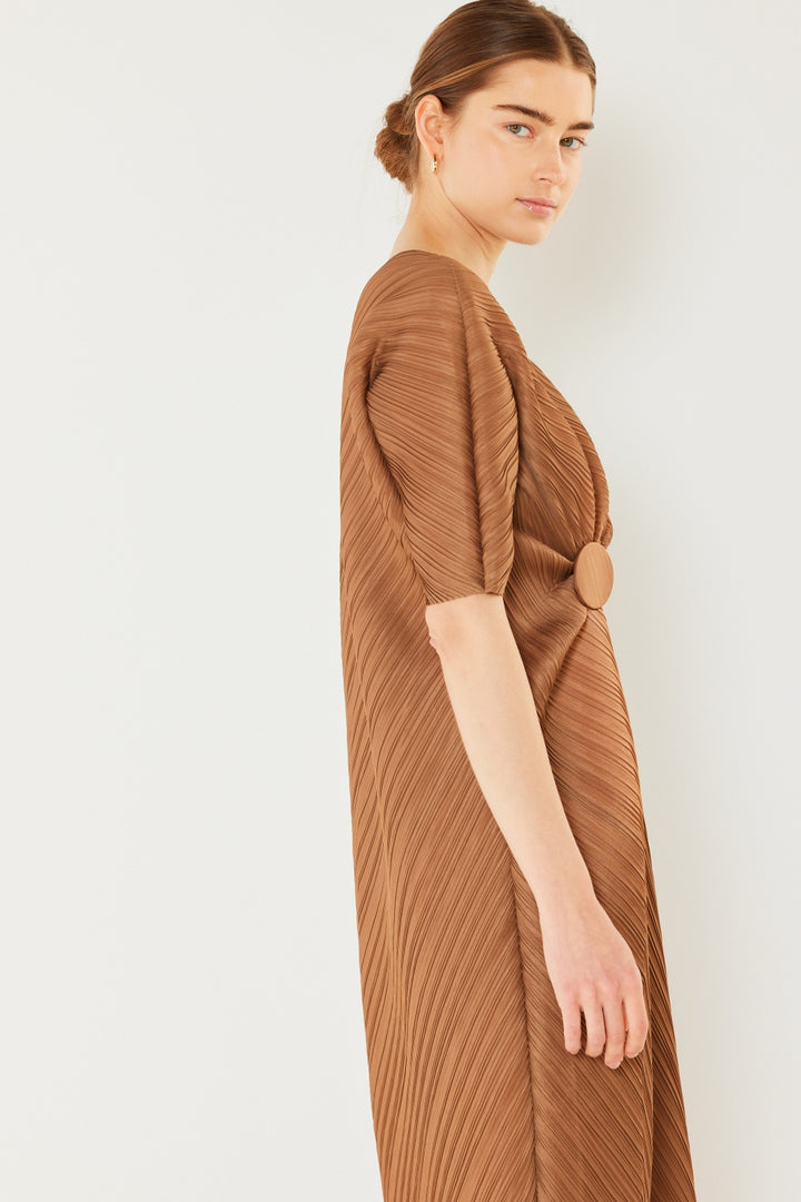 Marina West Swim Pleated Dolman Sleeve Dress Trendsi