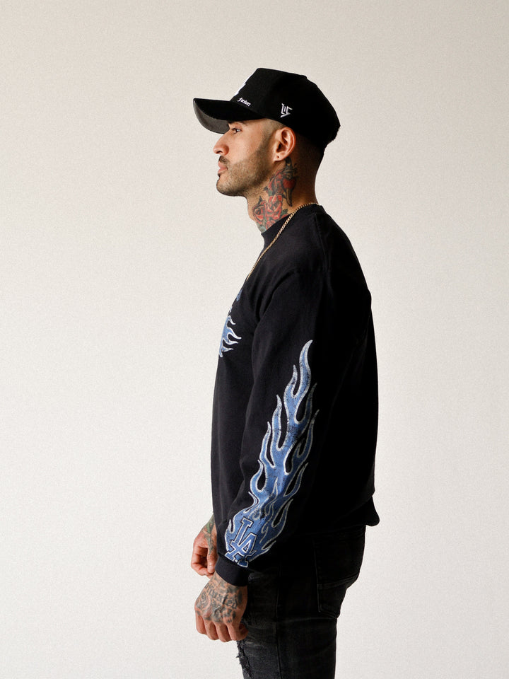 Black - Blue Flame Long Sleeve ABLISS