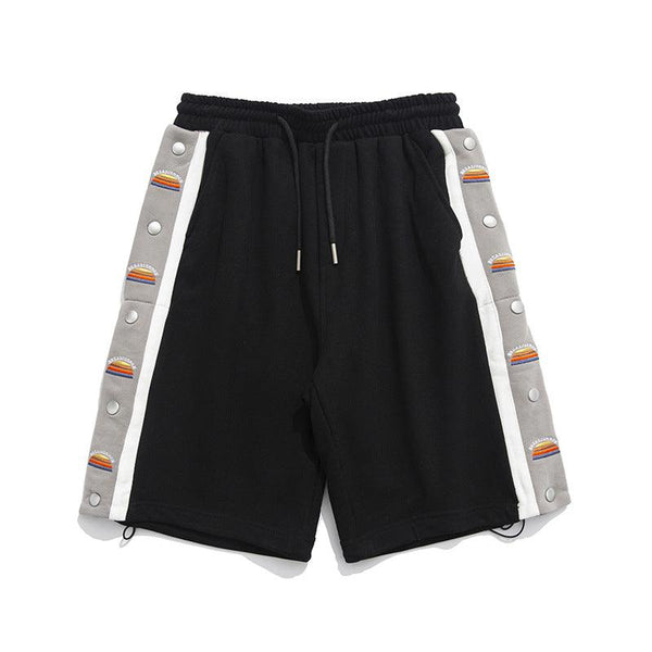 Colorblock Side-breasted Embroidery Casual Five-point Shorts Men - Super Amazing Store