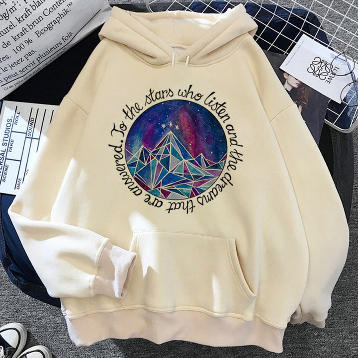 Winter Aesthetic Printed Mountain Hoodie Q2