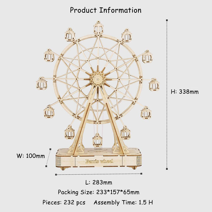 Robotime DIY Wooden Rotatable Ferris Wheel Model With Playing Music Toys For Children Birthday TGN01