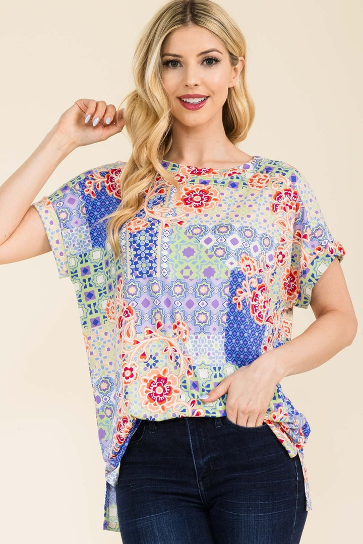 Celeste Full Size Round Neck Short Sleeve Floral T-Shirt Trendsi