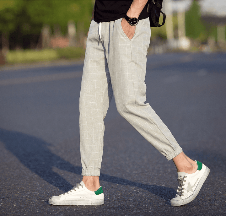 Casual Ankle-Length Plaid Pants Men Trousers Hip Hop Jogger Pants Men Sweatpants Streetwear Men Pants Trousers - Super Amazing Store