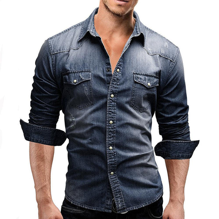 Men Shirt Brand Male Long Sleeve Shirts Casual Solid Slim Fit - Super Amazing Store