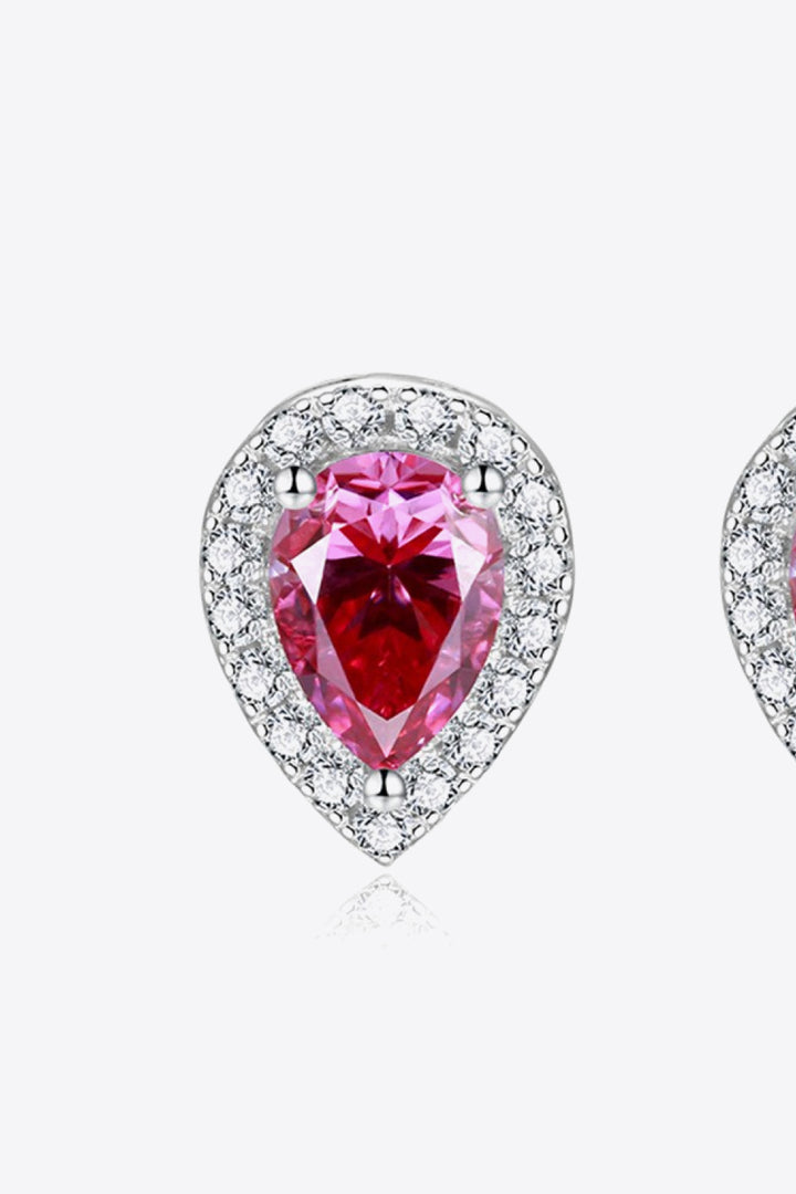 2 Carat Moissanite Teardrop Stud Earrings in Rose Trendsi