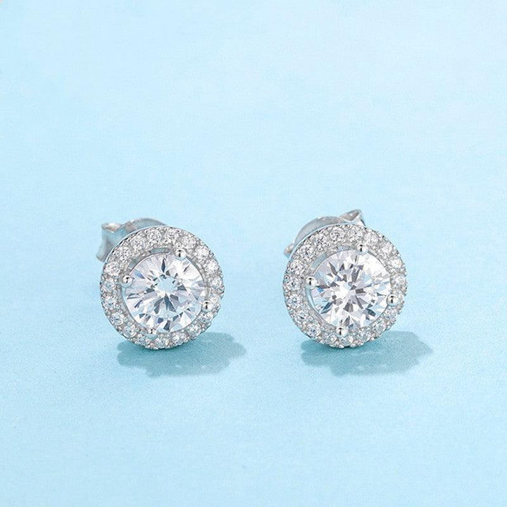 Luxury round bag moissanite silver earrings - Super Amazing Store