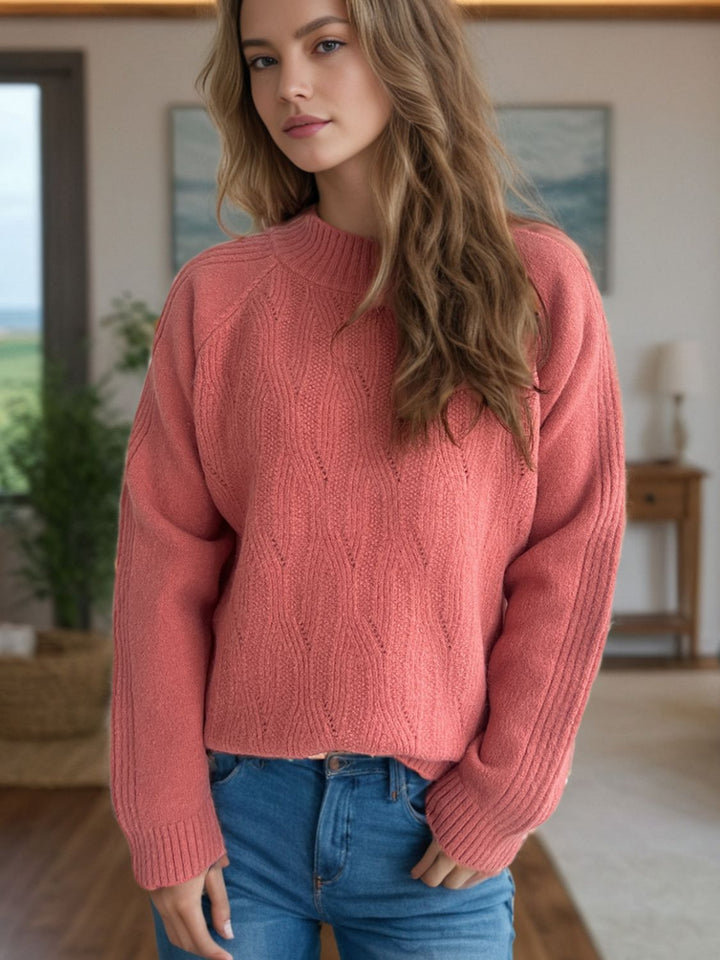 Mock Neck Long Sleeve Sweater Trendsi