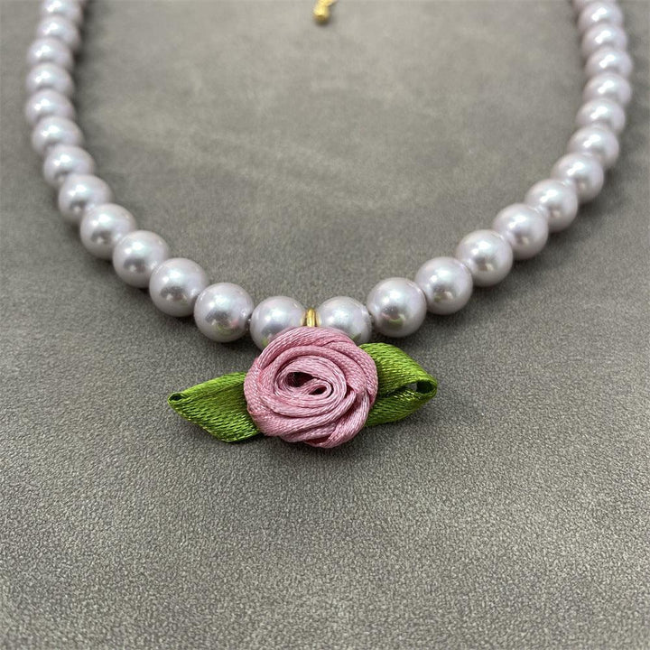 Fresh Flower Choker Pearl Necklace Graceful Mori Sweet Clavicle Chain Women - Super Amazing Store