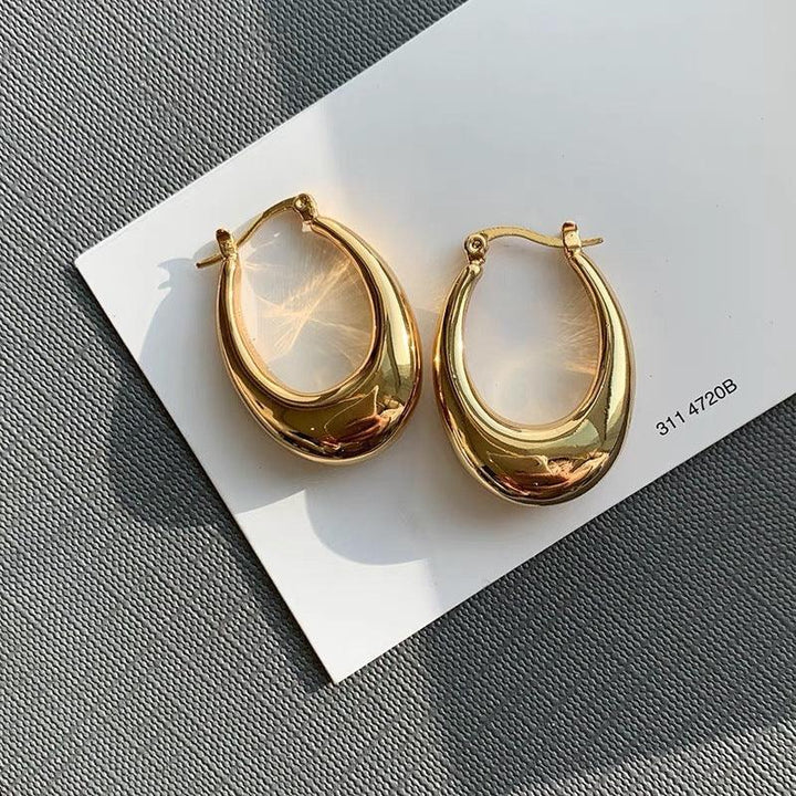 U-shaped Teardrop Earrings With Au750 Coloured Gold Studs - Super Amazing Store