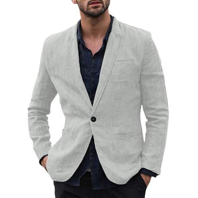 autumn Solid for Men Cotton Thin Suits Blazers Jacket coa - Super Amazing Store