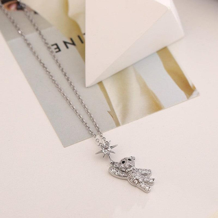 Cute And Sweet Titanium Steel Bear Ornament Necklace For Women - Super Amazing Store