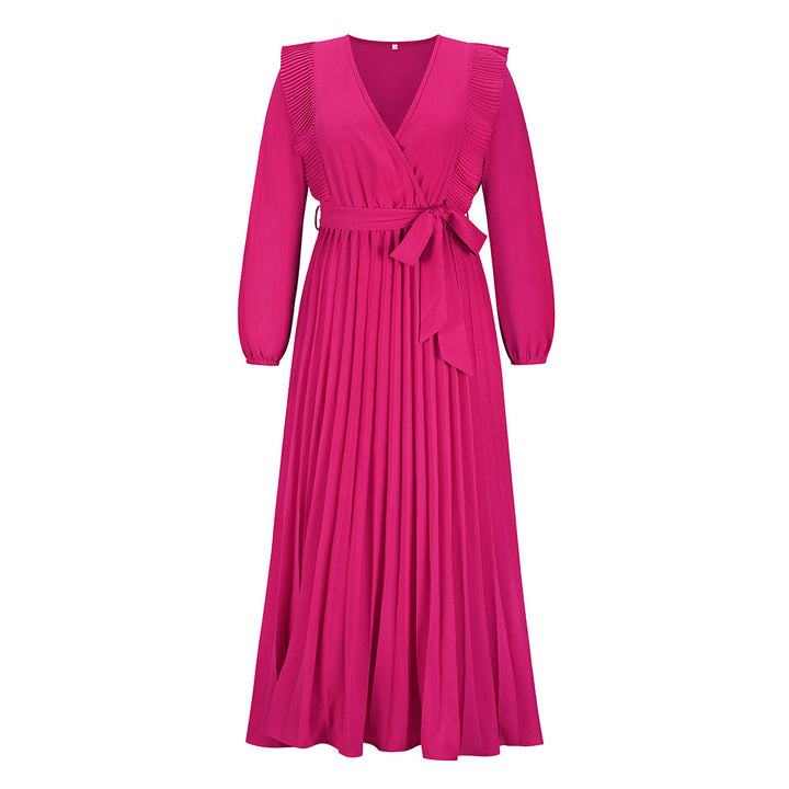 V-neck Swing Pleated Dress Q2