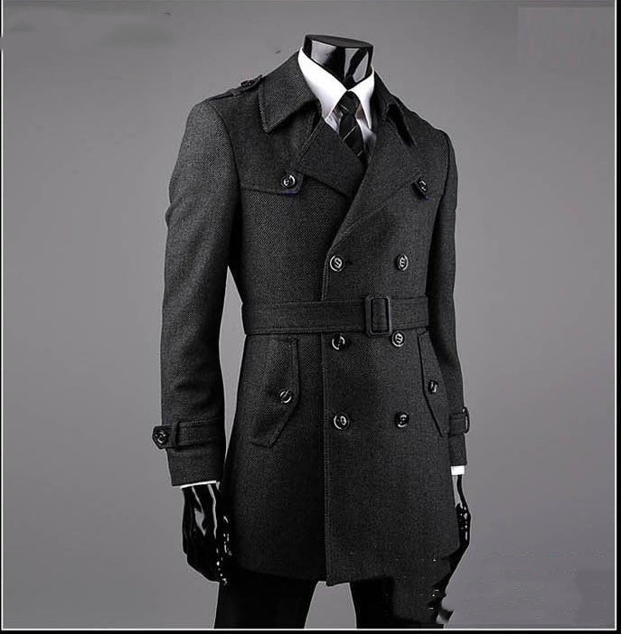 Young and Middle-aged Cashmere Coat Fat Casual Tweed Trench Coat Loose Q2