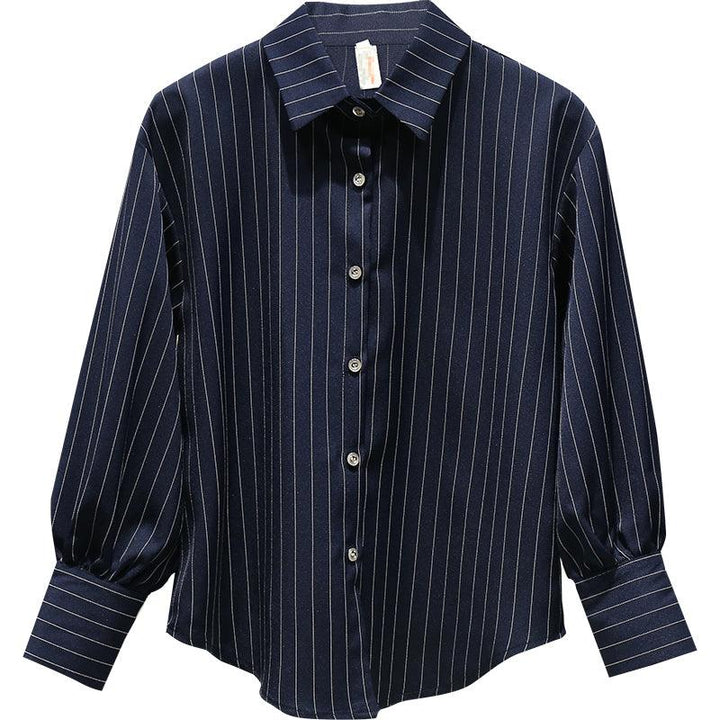 Top Professional Temperament Chic Small Striped Shirt Female Design Sense Niche Shirt - Super Amazing Store