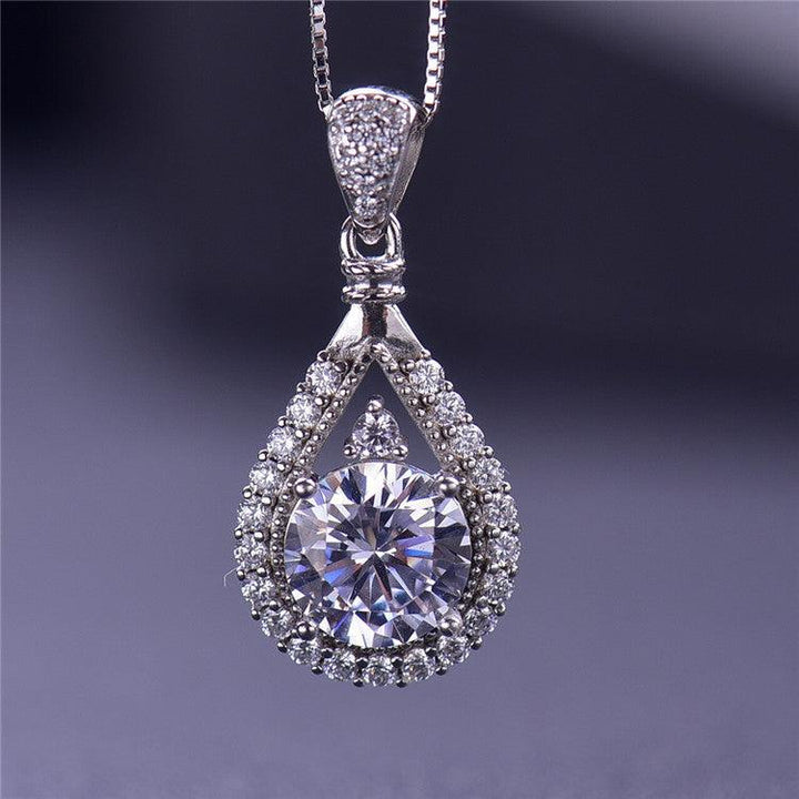 Women's Fashion Sterling Silver Moissanite Diamond Pendant Necklace - Super Amazing Store