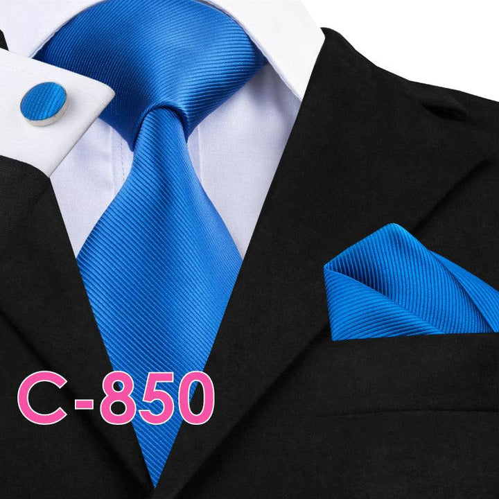 Solid Silk Mens Ties Neck Tie Set For Men Suits Tie Handker - Super Amazing Store