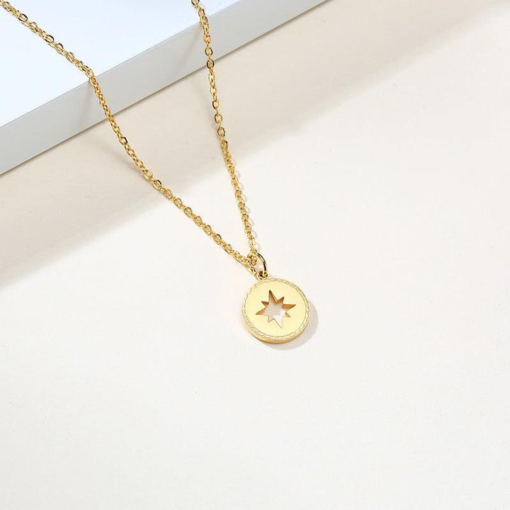 Eight Awn Star Hollow Pendant Clavicle Round Necklace - Super Amazing Store