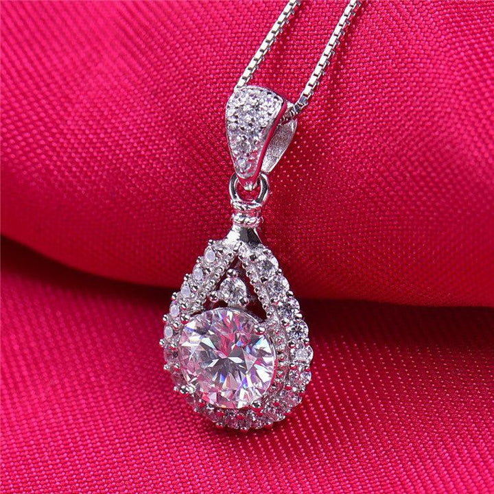 Women's Fashion Sterling Silver Moissanite Diamond Pendant Necklace - Super Amazing Store