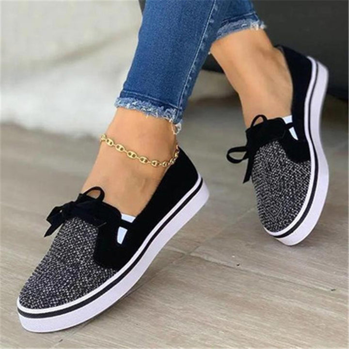 Lace-up Canvas Flat Shoes Women White Flats Sneakers Q2