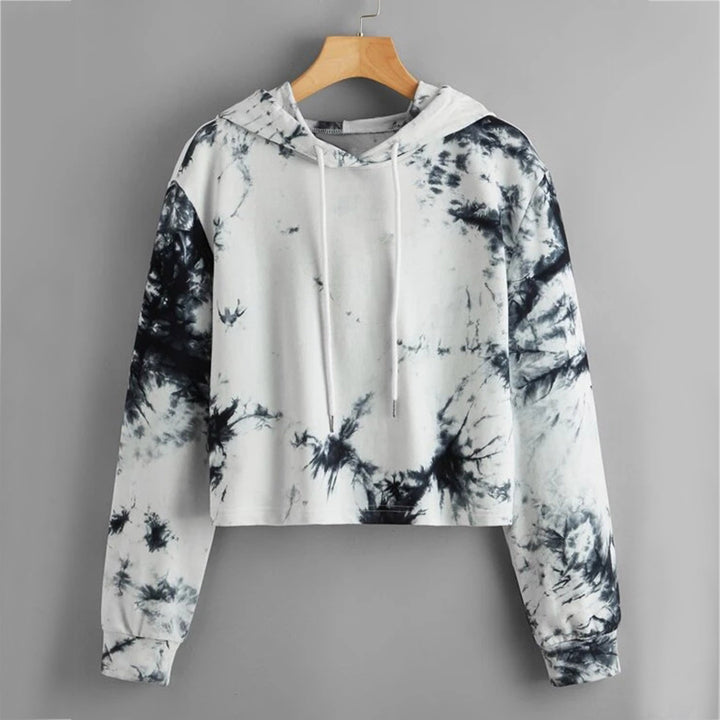 Crop Top Tie Dye Print Women's Sweatshirt - Super Amazing Store