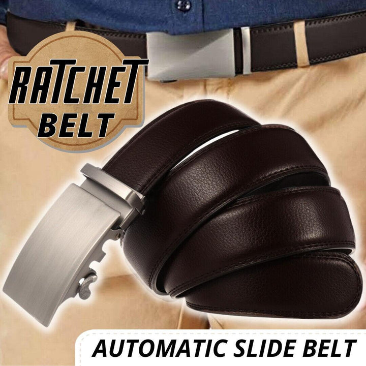 Microfiber Leather Mens Ratchet Belt Belts For Men Adjustable Automatic Buckle Dark Brown - Super Amazing Store