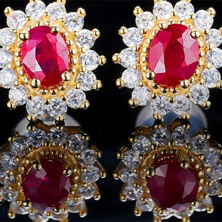 Silver Light Luxury Silver Plated Ruby Earrings - Super Amazing Store