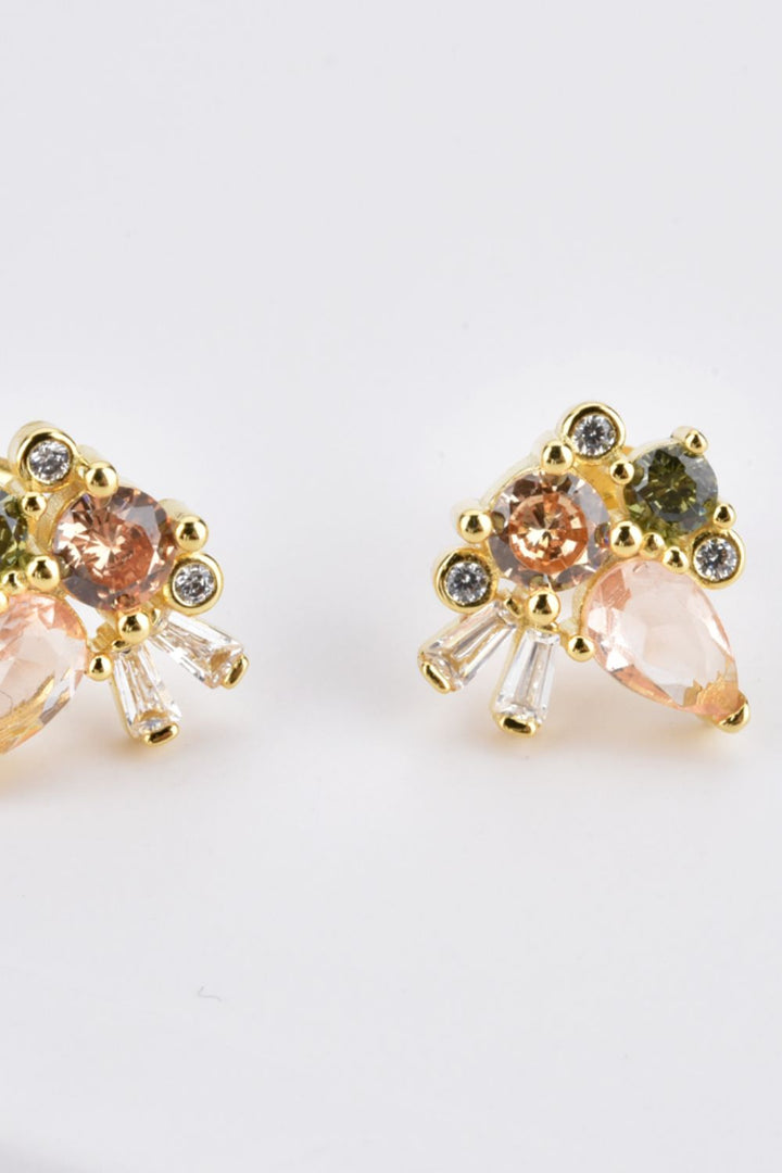 Zircon Decor 925 Sterling Silver Stud Earrings Trendsi