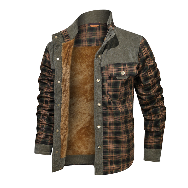 Thickened Shirt Jacket With Classic Plaid Fuzzy Fleece Lining Inside Design-Super Amazing Store